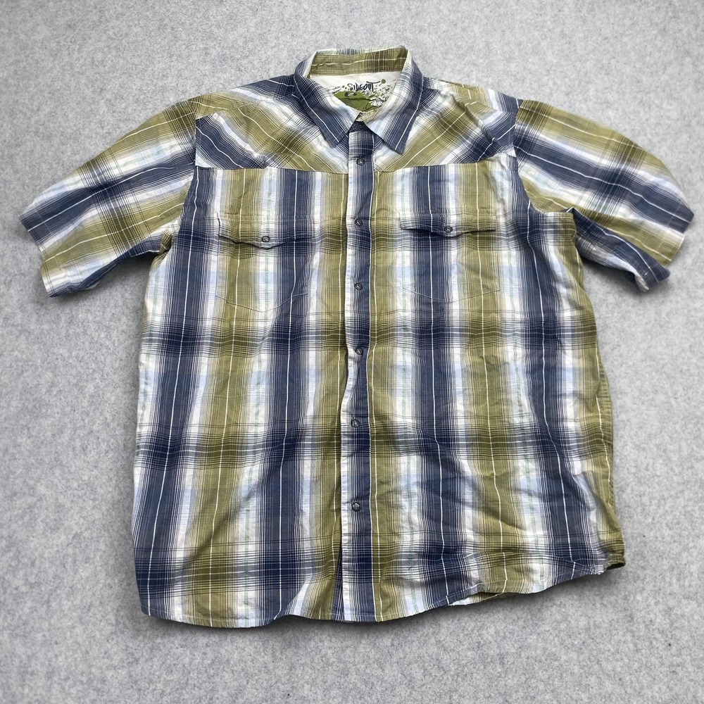 Sideout Shirt Mens 2XL Multicolor Plaid Short Sleeve Button Front Pockets Casual